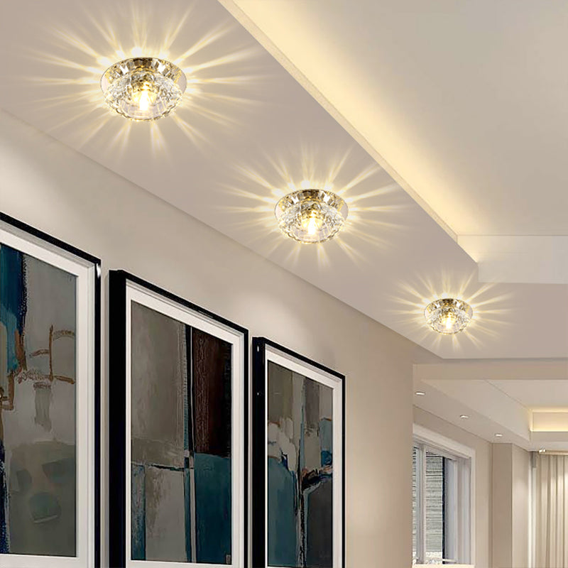 Clear Crystal Floral Flush Light Modern Style LED Flush Ceiling Light Fixture for Entryway Clearhalo 'Ceiling Lights' 'Close To Ceiling Lights' 'Close to ceiling' 'Flush mount' Lighting' 2247466
