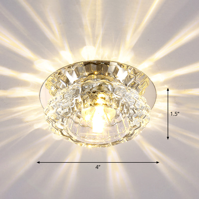 Clear Crystal Floral Flush Light Modern Style LED Flush Ceiling Light Fixture for Entryway Clear Warm Clearhalo 'Ceiling Lights' 'Close To Ceiling Lights' 'Close to ceiling' 'Flush mount' Lighting' 2247469