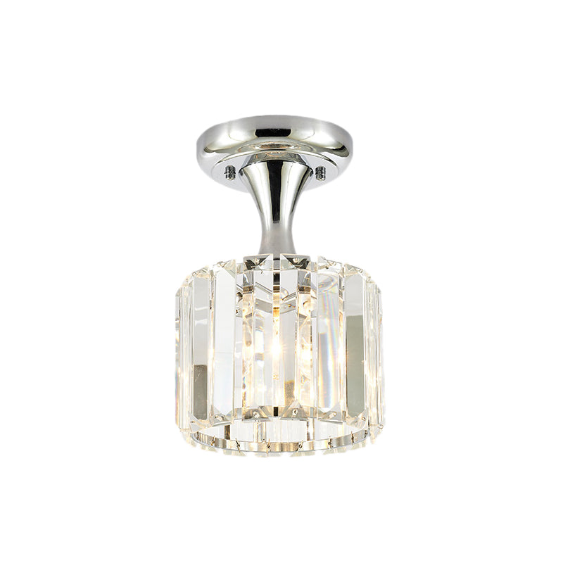 Spiral/Cone/Cylinder Kitchen Flush Light Minimalist Crystal 1 Light Chrome Ceiling Lighting Clearhalo 'Ceiling Lights' 'Close To Ceiling Lights' 'Close to ceiling' 'Flush mount' Lighting' 224747