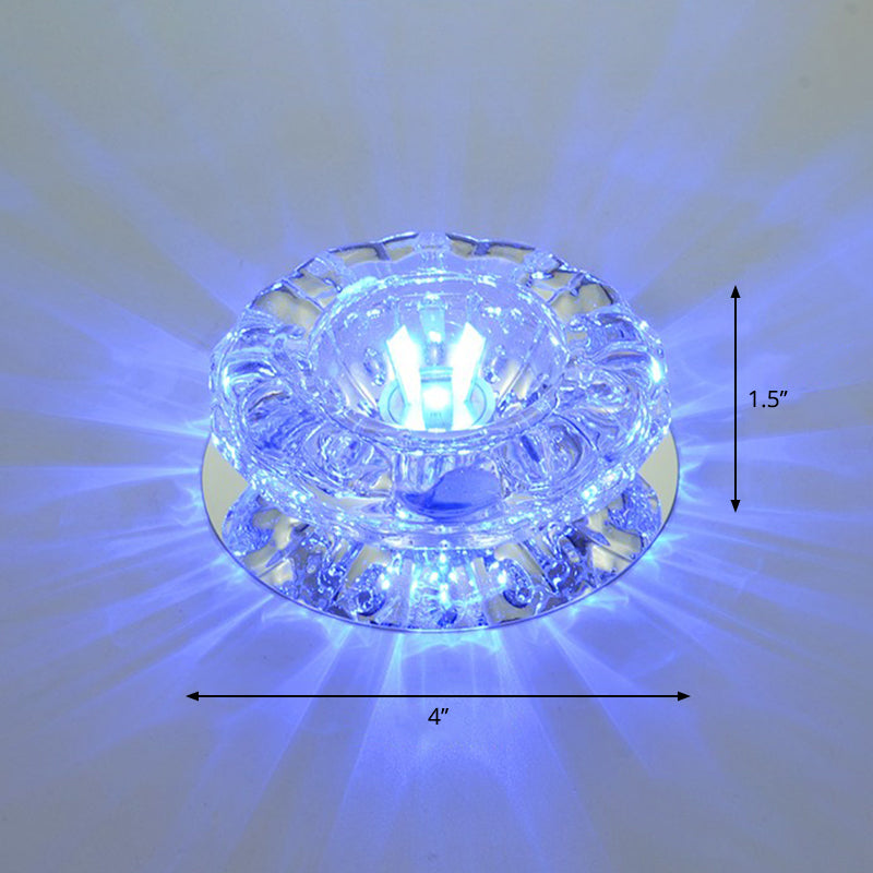 Floral Crystal Flush Mount Lighting Minimalist Clear LED Flush Mount Fixture for Hallway Clear Blue Clearhalo 'Ceiling Lights' 'Close To Ceiling Lights' 'Close to ceiling' 'Flush mount' Lighting' 2247476