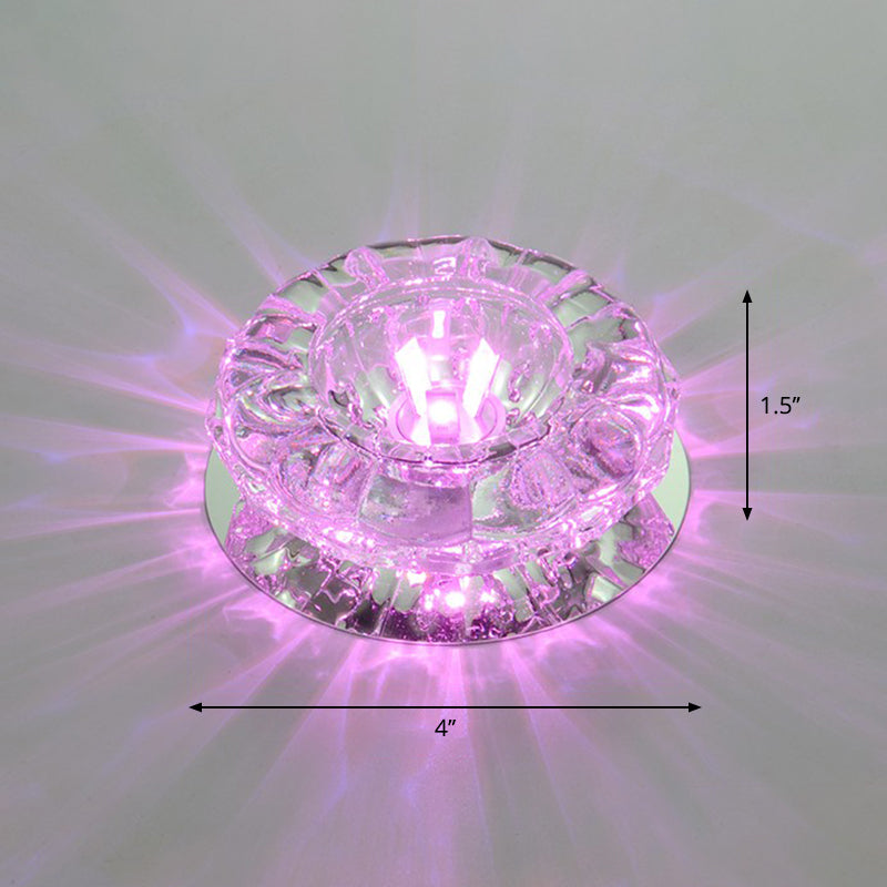 Floral Crystal Flush Mount Lighting Minimalist Clear LED Flush Mount Fixture for Hallway Clear Purple Clearhalo 'Ceiling Lights' 'Close To Ceiling Lights' 'Close to ceiling' 'Flush mount' Lighting' 2247478