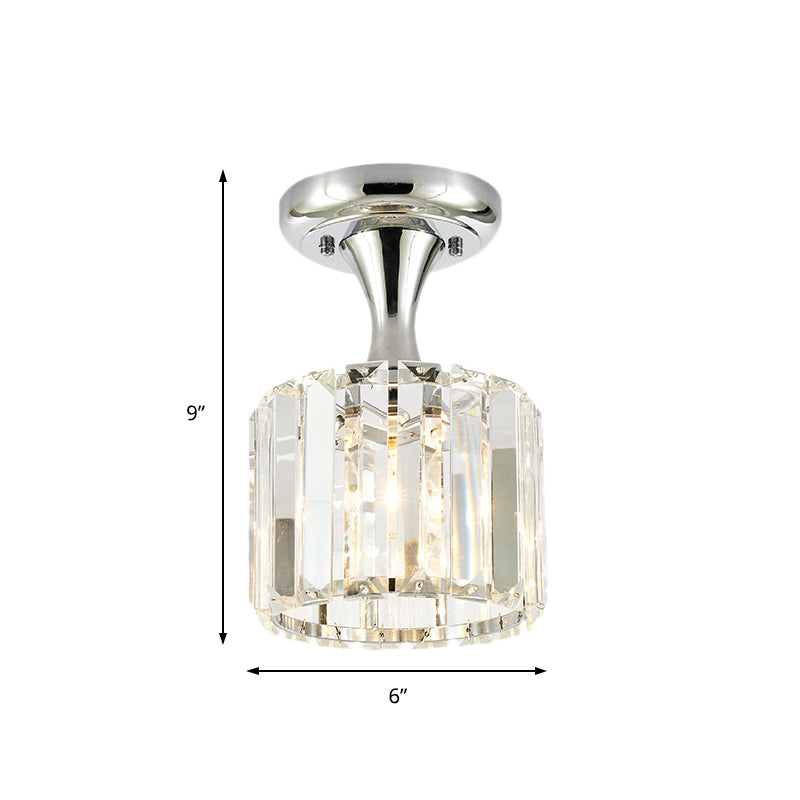 Spiral/Cone/Cylinder Kitchen Flush Light Minimalist Crystal 1 Light Chrome Ceiling Lighting Clearhalo 'Ceiling Lights' 'Close To Ceiling Lights' 'Close to ceiling' 'Flush mount' Lighting' 224748