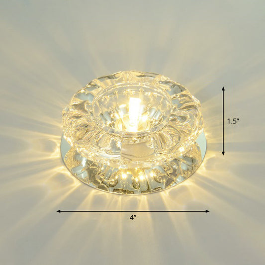 Floral Crystal Flush Mount Lighting Minimalist Clear LED Flush Mount Fixture for Hallway Clear Warm Clearhalo 'Ceiling Lights' 'Close To Ceiling Lights' 'Close to ceiling' 'Flush mount' Lighting' 2247483