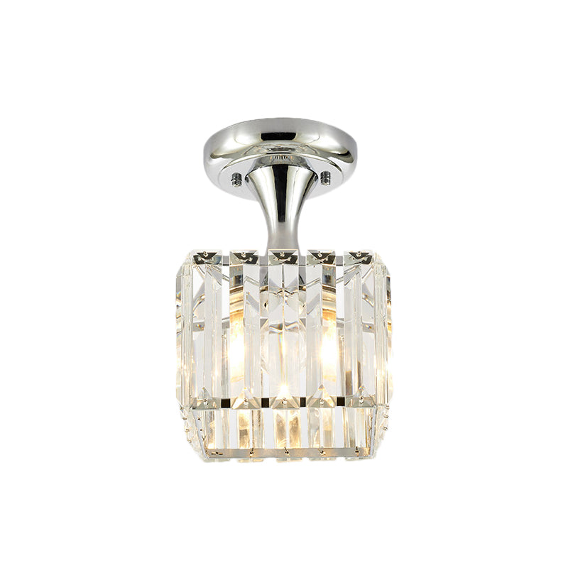 Spiral/Cone/Cylinder Kitchen Flush Light Minimalist Crystal 1 Light Chrome Ceiling Lighting Clearhalo 'Ceiling Lights' 'Close To Ceiling Lights' 'Close to ceiling' 'Flush mount' Lighting' 224750