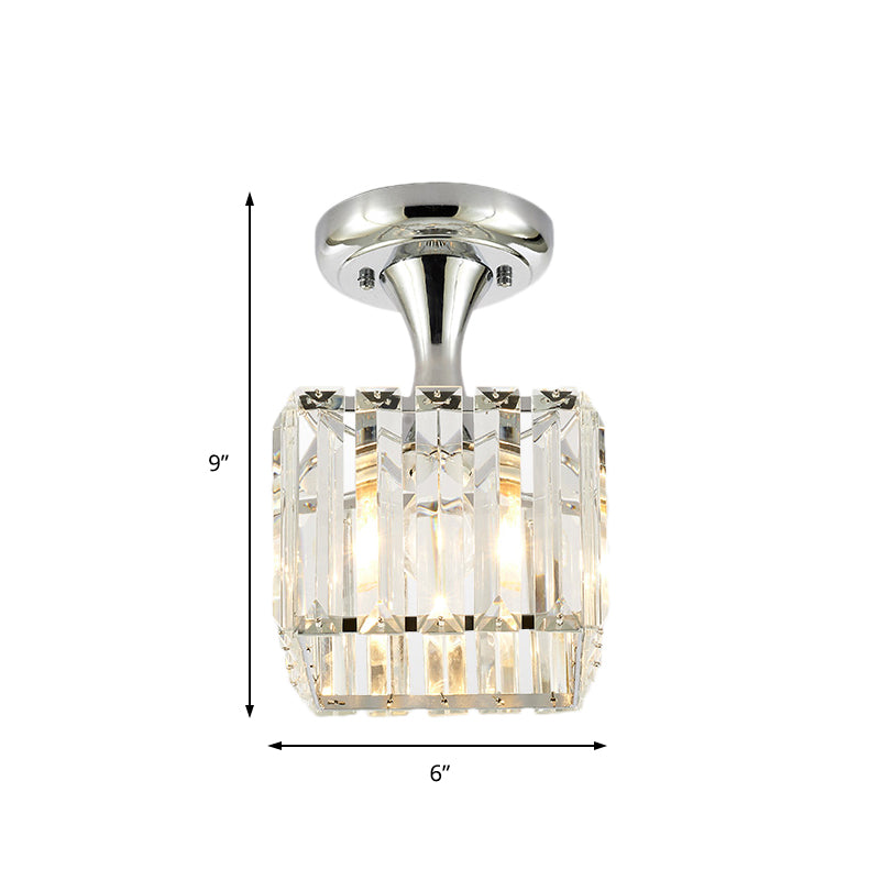 Spiral/Cone/Cylinder Kitchen Flush Light Minimalist Crystal 1 Light Chrome Ceiling Lighting Clearhalo 'Ceiling Lights' 'Close To Ceiling Lights' 'Close to ceiling' 'Flush mount' Lighting' 224751