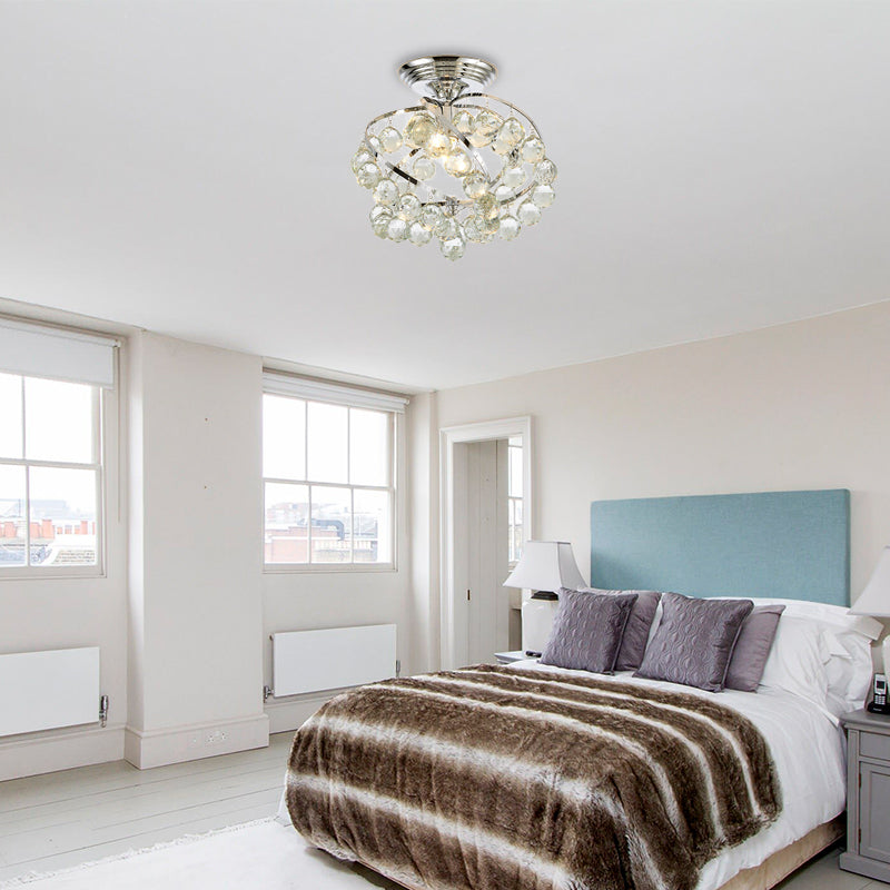 Spiral/Cone/Cylinder Kitchen Flush Light Minimalist Crystal 1 Light Chrome Ceiling Lighting Chrome Spiral Clearhalo 'Ceiling Lights' 'Close To Ceiling Lights' 'Close to ceiling' 'Flush mount' Lighting' 224752