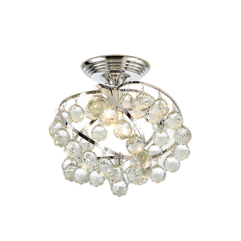 Spiral/Cone/Cylinder Kitchen Flush Light Minimalist Crystal 1 Light Chrome Ceiling Lighting Clearhalo 'Ceiling Lights' 'Close To Ceiling Lights' 'Close to ceiling' 'Flush mount' Lighting' 224753
