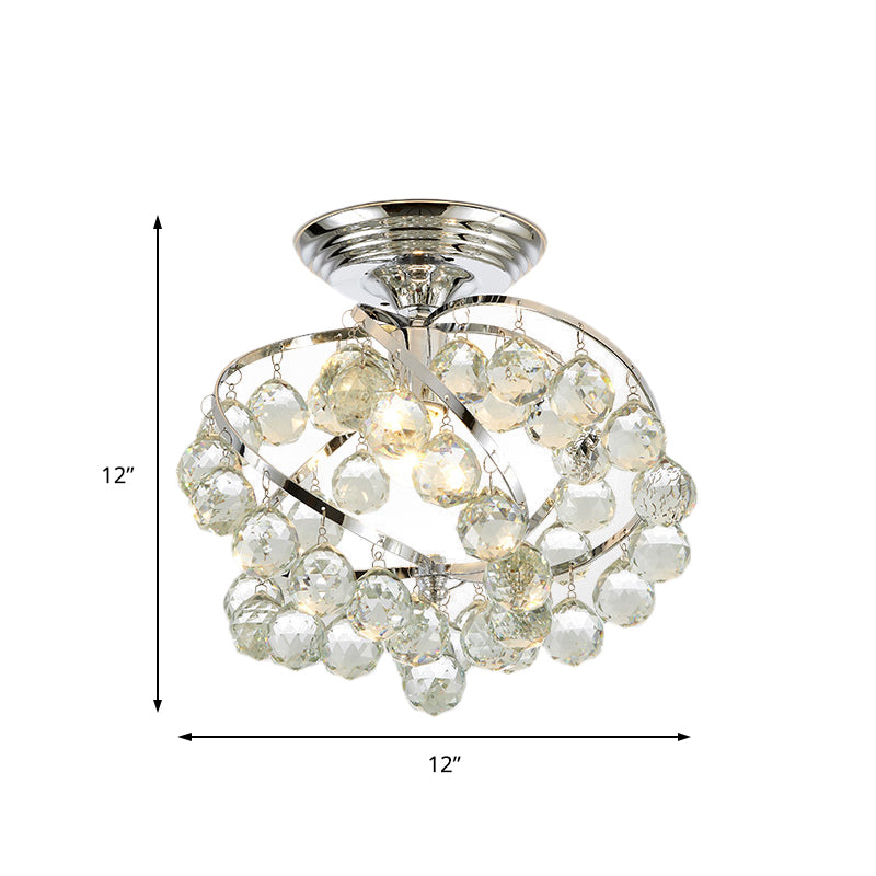 Spiral/Cone/Cylinder Kitchen Flush Light Minimalist Crystal 1 Light Chrome Ceiling Lighting Clearhalo 'Ceiling Lights' 'Close To Ceiling Lights' 'Close to ceiling' 'Flush mount' Lighting' 224754