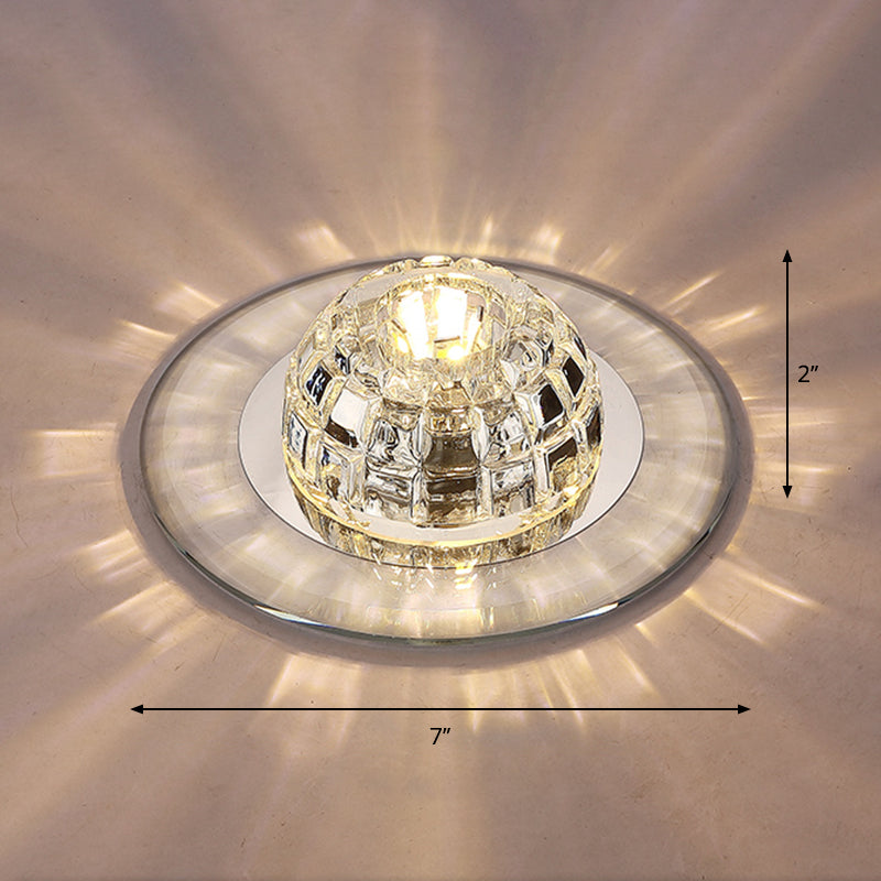 Crystal Round Flush Mount Lighting Minimalist LED Flush Mount Fixture for Corridor Clear Warm Clearhalo 'Ceiling Lights' 'Close To Ceiling Lights' 'Close to ceiling' 'Flush mount' Lighting' 2247552