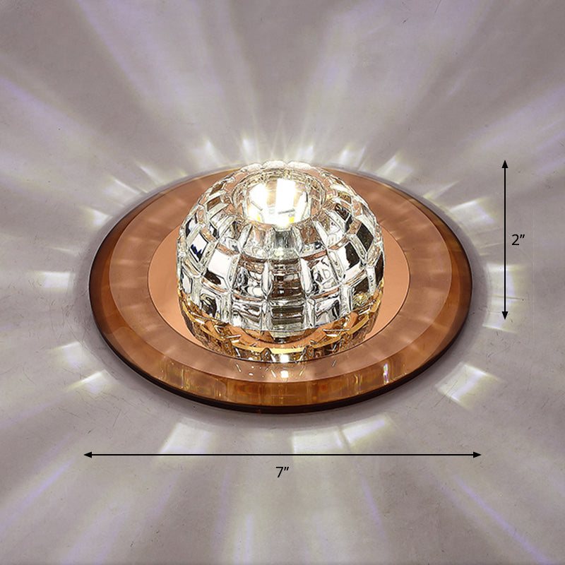 Crystal Round Flush Mount Lighting Minimalist LED Flush Mount Fixture for Corridor Tan White Clearhalo 'Ceiling Lights' 'Close To Ceiling Lights' 'Close to ceiling' 'Flush mount' Lighting' 2247554