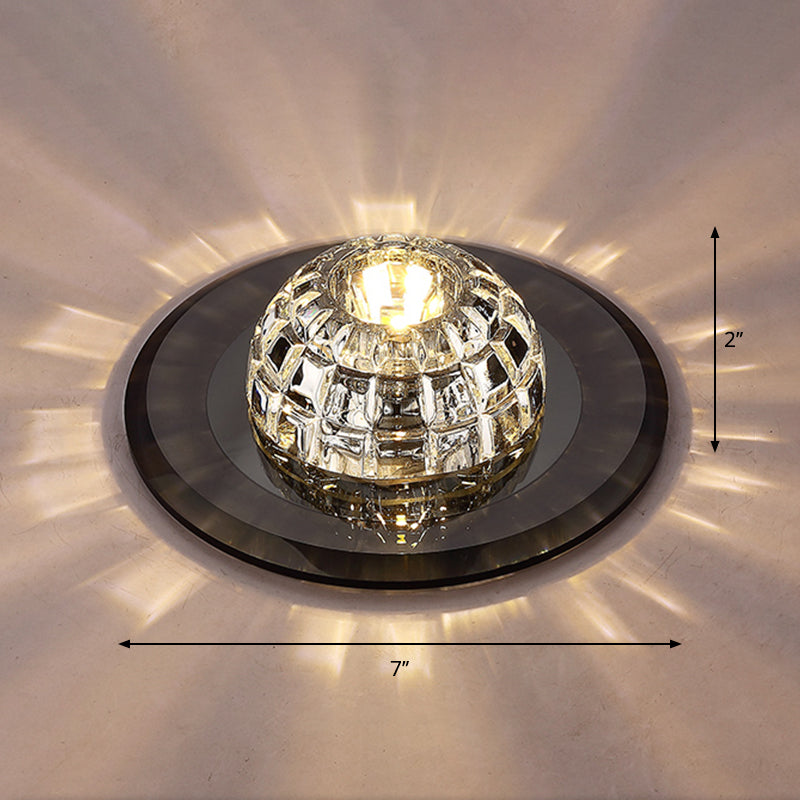 Crystal Round Flush Mount Lighting Minimalist LED Flush Mount Fixture for Corridor Black Warm Clearhalo 'Ceiling Lights' 'Close To Ceiling Lights' 'Close to ceiling' 'Flush mount' Lighting' 2247558
