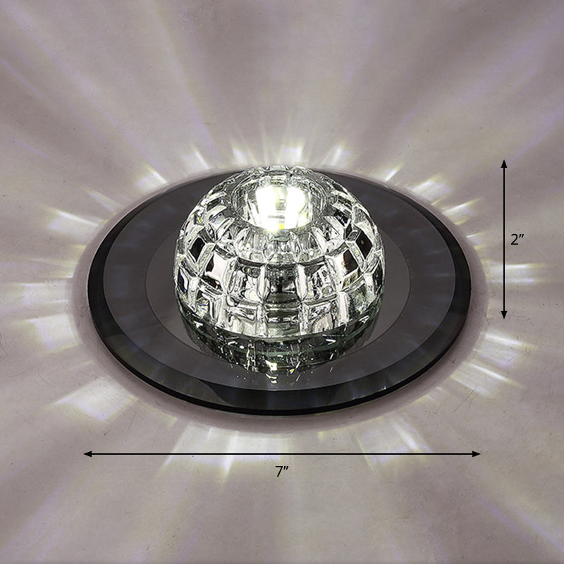 Crystal Round Flush Mount Lighting Minimalist LED Flush Mount Fixture for Corridor Black White Clearhalo 'Ceiling Lights' 'Close To Ceiling Lights' 'Close to ceiling' 'Flush mount' Lighting' 2247560