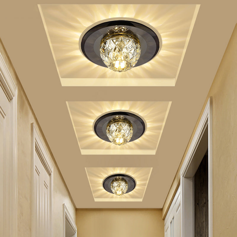 Contemporary Bowl Shade LED Flush Mount Crystal Entryway Flushmount Ceiling Lighting Clearhalo 'Ceiling Lights' 'Close To Ceiling Lights' 'Close to ceiling' 'Flush mount' Lighting' 2247561