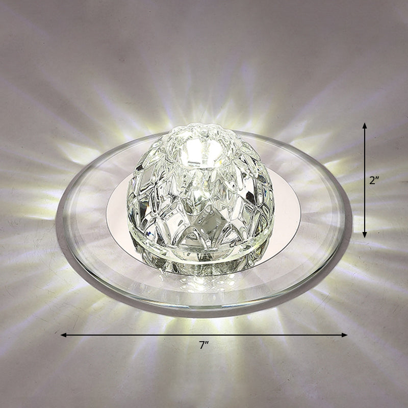 Contemporary Bowl Shade LED Flush Mount Crystal Entryway Flushmount Ceiling Lighting Clear White Clearhalo 'Ceiling Lights' 'Close To Ceiling Lights' 'Close to ceiling' 'Flush mount' Lighting' 2247562