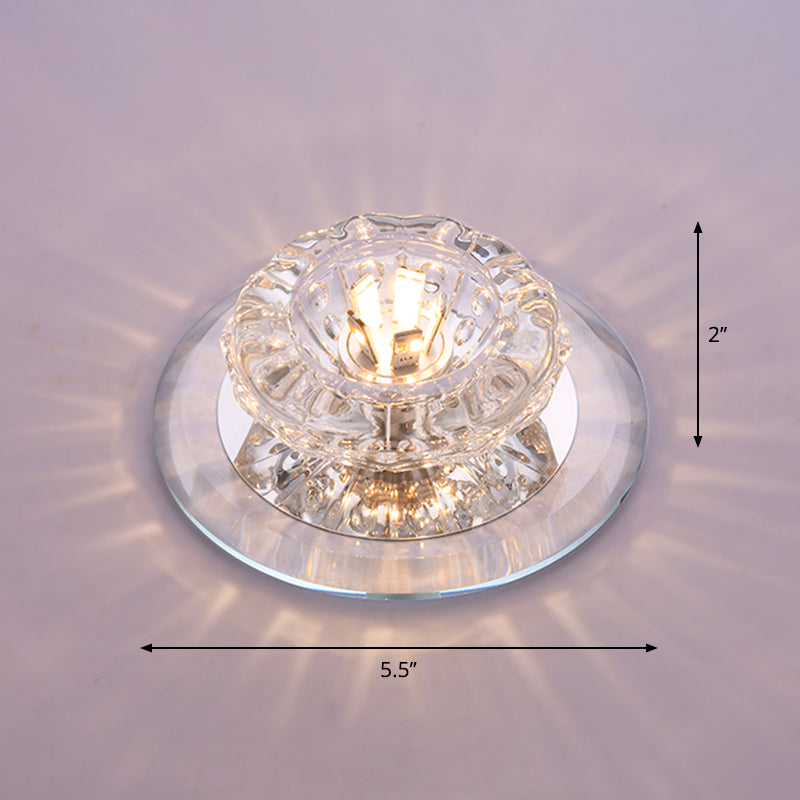 Floral Flush Ceiling Light Contemporary Crystal Entryway LED Flush Mount Lighting Fixture