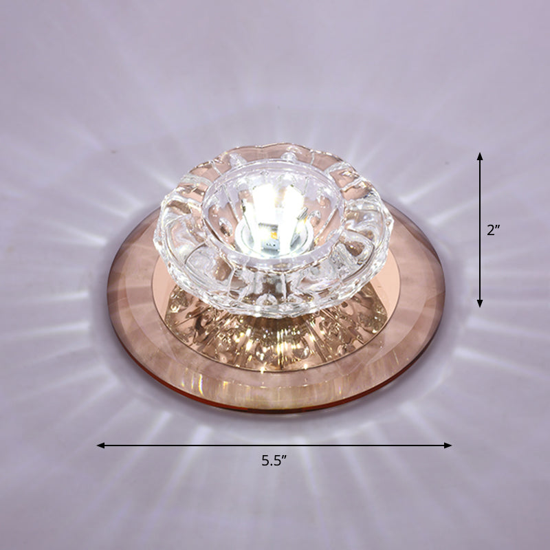Floral Flush Ceiling Light Contemporary Crystal Entryway LED Flush Mount Lighting Fixture