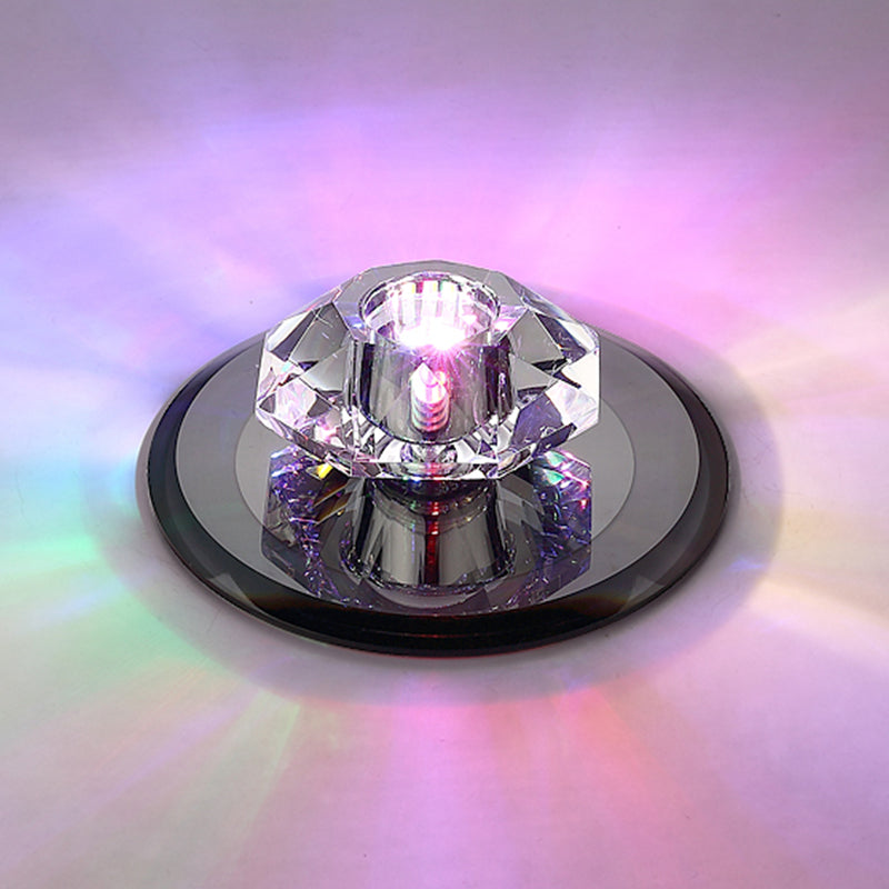 Beveled Crystal Mini Flush Light Modern Style LED Flush Ceiling Light Fixture for Hallway Black Multi Color Clearhalo 'Ceiling Lights' 'Close To Ceiling Lights' 'Close to ceiling' 'Flush mount' Lighting' 2247597