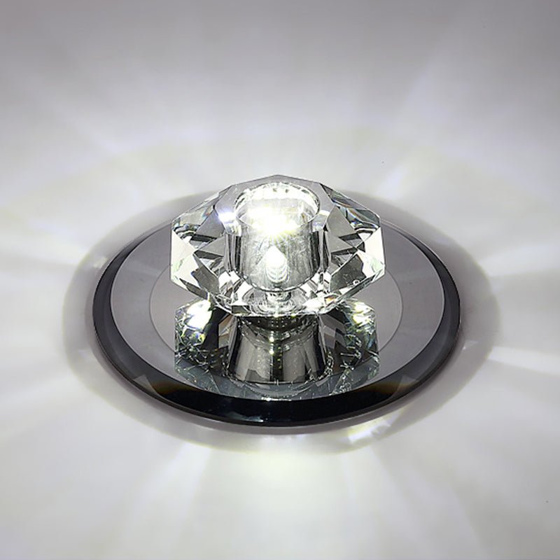 Beveled Crystal Mini Flush Light Modern Style LED Flush Ceiling Light Fixture for Hallway Black White Clearhalo 'Ceiling Lights' 'Close To Ceiling Lights' 'Close to ceiling' 'Flush mount' Lighting' 2247599