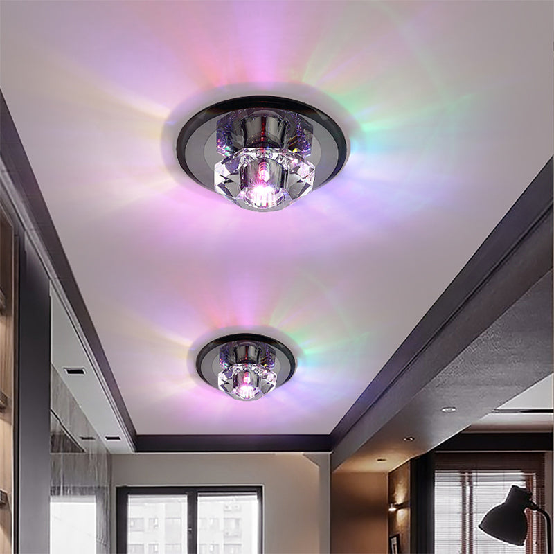 Ceiling Lighting Small Led Beveled Crystal Mini Flush Light Modern Style LED Flush Ceiling Light ...