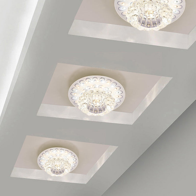 Floral Shade Crystal Flush Mount Lighting Minimalist Clear LED Flush Mount for Corridor Clearhalo 'Ceiling Lights' 'Close To Ceiling Lights' 'Close to ceiling' 'Flush mount' Lighting' 2247604