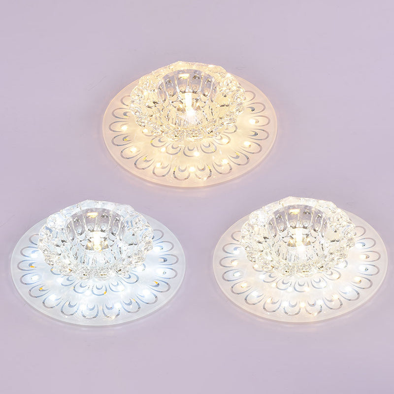 Floral Shade Crystal Flush Mount Lighting Minimalist Clear LED Flush Mount for Corridor Clear Third Gear Clearhalo 'Ceiling Lights' 'Close To Ceiling Lights' 'Close to ceiling' 'Flush mount' Lighting' 2247605