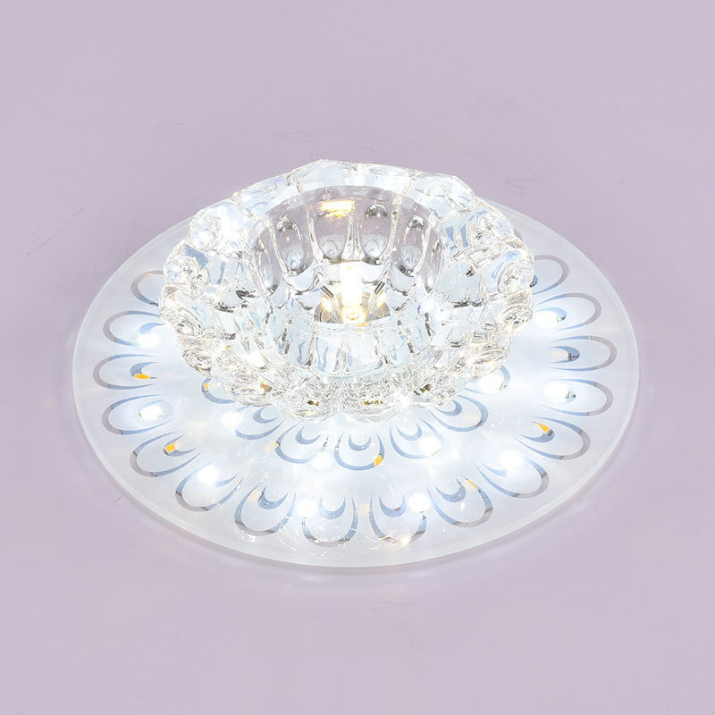 Floral Shade Crystal Flush Mount Lighting Minimalist Clear LED Flush Mount for Corridor Clear White Clearhalo 'Ceiling Lights' 'Close To Ceiling Lights' 'Close to ceiling' 'Flush mount' Lighting' 2247608
