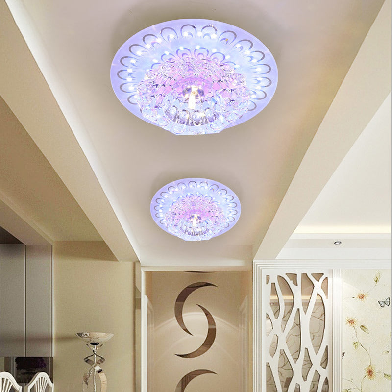 Floral Shade Crystal Flush Mount Lighting Minimalist Clear LED Flush Mount for Corridor Clearhalo 'Ceiling Lights' 'Close To Ceiling Lights' 'Close to ceiling' 'Flush mount' Lighting' 2247609