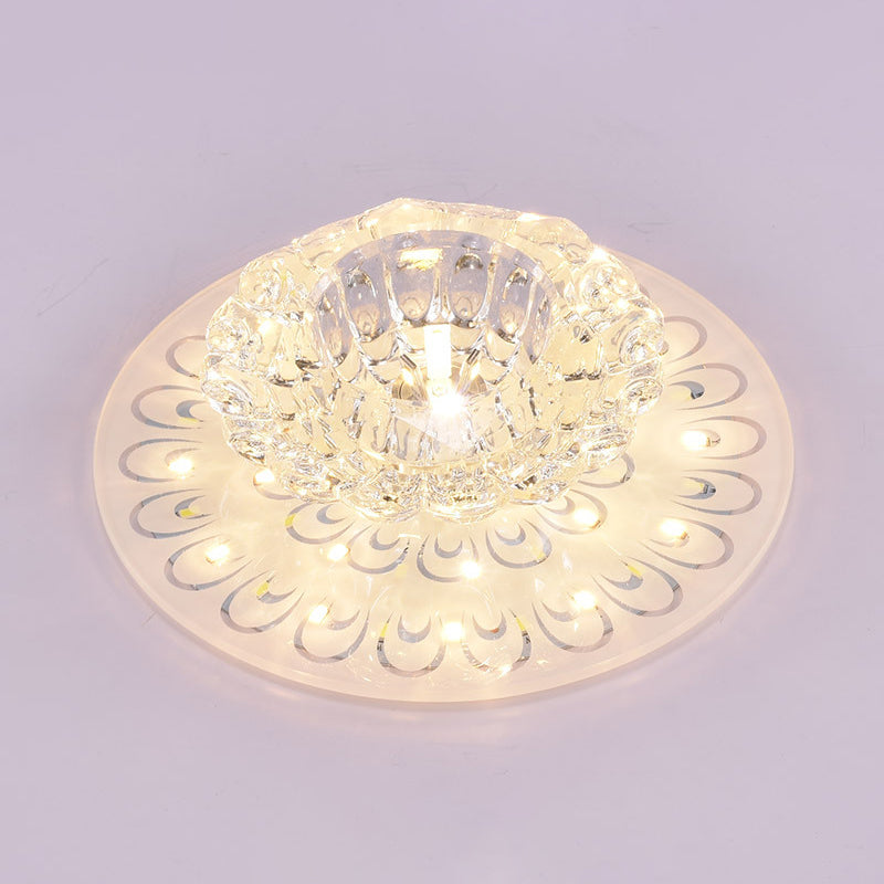Floral Shade Crystal Flush Mount Lighting Minimalist Clear LED Flush Mount for Corridor Clear Warm Clearhalo 'Ceiling Lights' 'Close To Ceiling Lights' 'Close to ceiling' 'Flush mount' Lighting' 2247610