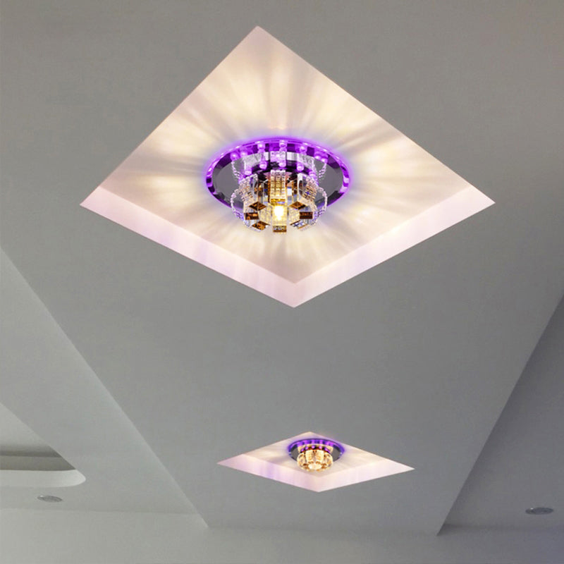 Flower-Like LED Flush Mount Modern Crystal Clear Flushmount Ceiling Light for Hallway Clear Purple Clearhalo 'Ceiling Lights' 'Close To Ceiling Lights' 'Close to ceiling' 'Flush mount' Lighting' 2247615