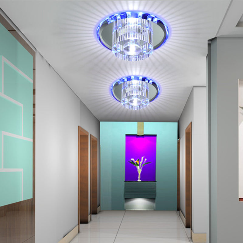 Round Corridor Flush Light K9 Crystal Modern Style LED Flush Ceiling Light Fixture in Clear Clear Clearhalo 'Ceiling Lights' 'Close To Ceiling Lights' 'Close to ceiling' 'Flush mount' Lighting' 2247668