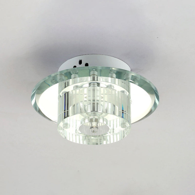 Round Corridor Flush Light K9 Crystal Modern Style LED Flush Ceiling Light Fixture in Clear Clearhalo 'Ceiling Lights' 'Close To Ceiling Lights' 'Close to ceiling' 'Flush mount' Lighting' 2247672