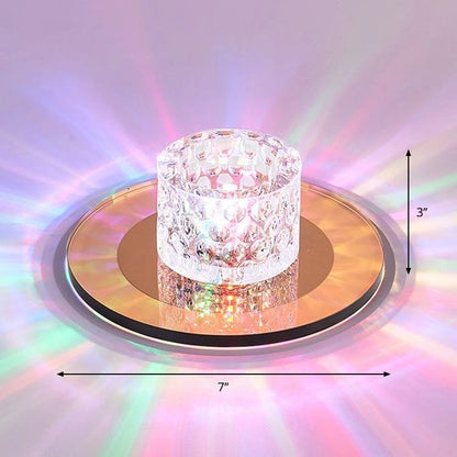 Crystal Cylinder Flush Mount Lighting Minimalist LED Flush Mount Spotlight for Hallway Tan Multi Color Clearhalo 'Ceiling Lights' 'Close To Ceiling Lights' 'Close to ceiling' 'Flush mount' Lighting' 2247674