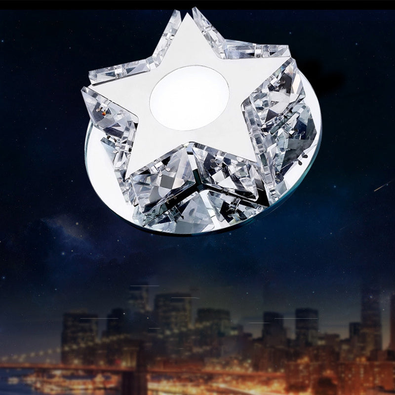 Five-Pointed Star Crystal LED Flush Mount Modern Clear Flushmount Ceiling Light for Entryway Clearhalo 'Ceiling Lights' 'Close To Ceiling Lights' 'Close to ceiling' 'Flush mount' Lighting' 2247685