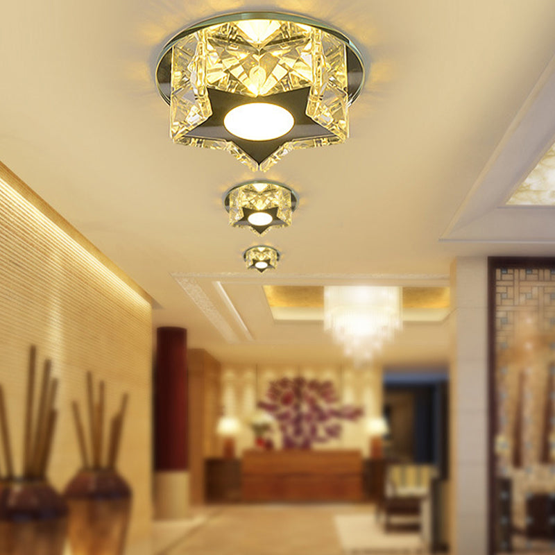 Five-Pointed Star Crystal LED Flush Mount Modern Clear Flushmount Ceiling Light for Entryway Clear Warm Clearhalo 'Ceiling Lights' 'Close To Ceiling Lights' 'Close to ceiling' 'Flush mount' Lighting' 2247687