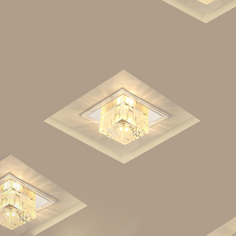 Square Flush Ceiling Light Contemporary Crystal Clear LED Flush Mount Lighting Fixture for Hallway Clear Clearhalo 'Ceiling Lights' 'Close To Ceiling Lights' 'Close to ceiling' 'Flush mount' Lighting' 2247689