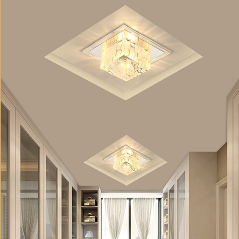Square Flush Ceiling Light Contemporary Crystal Clear LED Flush Mount Lighting Fixture for Hallway Clearhalo 'Ceiling Lights' 'Close To Ceiling Lights' 'Close to ceiling' 'Flush mount' Lighting' 2247690