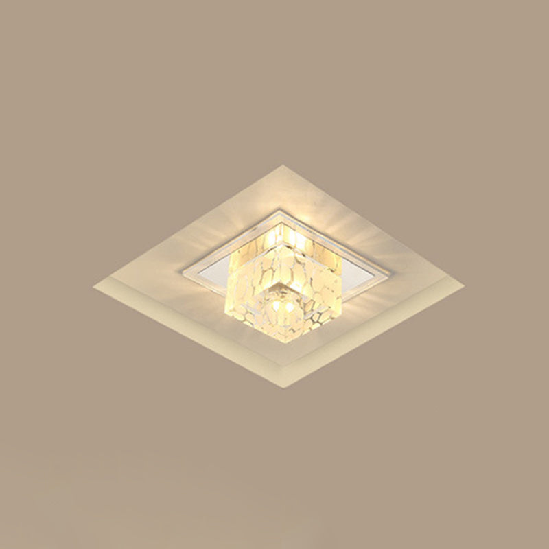 Square Flush Ceiling Light Contemporary Crystal Clear LED Flush Mount Lighting Fixture for Hallway Clearhalo 'Ceiling Lights' 'Close To Ceiling Lights' 'Close to ceiling' 'Flush mount' Lighting' 2247691