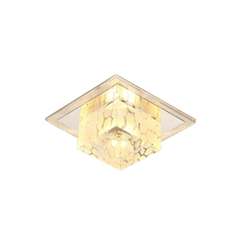 Square Flush Ceiling Light Contemporary Crystal Clear LED Flush Mount Lighting Fixture for Hallway Clearhalo 'Ceiling Lights' 'Close To Ceiling Lights' 'Close to ceiling' 'Flush mount' Lighting' 2247693