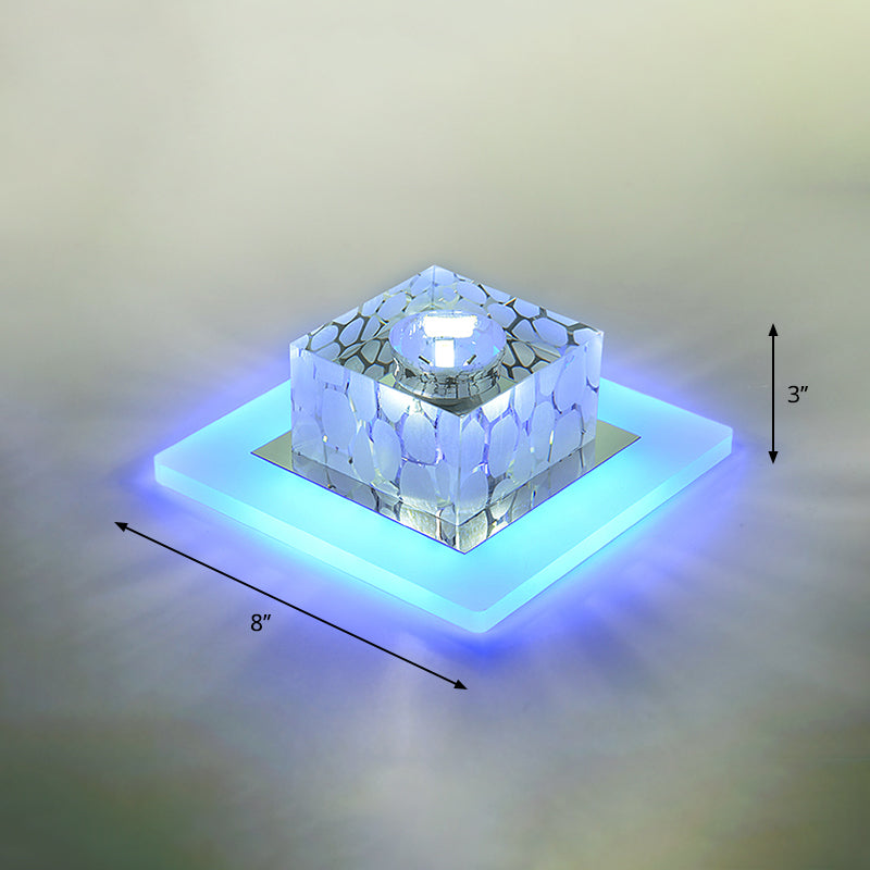 Simplicity Square LED Flush Mount Light Crystal Corridor Flush Mount Ceiling Light in Clear Clear 8" Blue Clearhalo 'Ceiling Lights' 'Close To Ceiling Lights' 'Close to ceiling' 'Flush mount' Lighting' 2247706