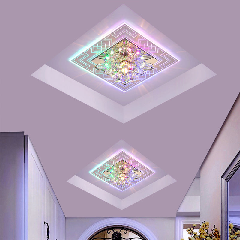 Floral Shade Crystal LED Flush Mount Modern Clear Flushmount Ceiling Light for Passage Clearhalo 'Ceiling Lights' 'Close To Ceiling Lights' 'Close to ceiling' 'Flush mount' Lighting' 2247730