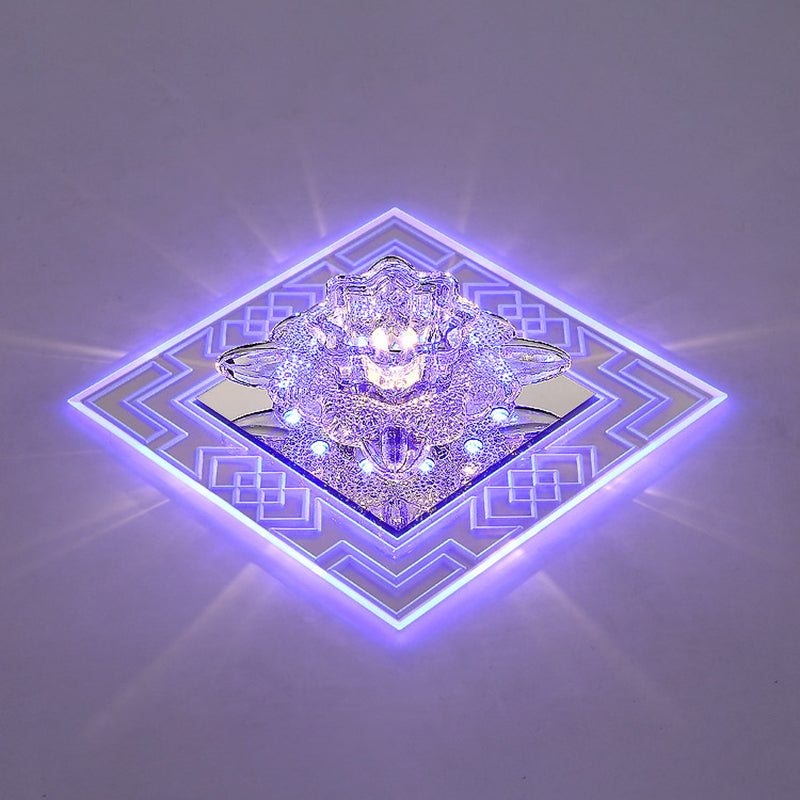 Floral Shade Crystal LED Flush Mount Modern Clear Flushmount Ceiling Light for Passage Clear Blue Clearhalo 'Ceiling Lights' 'Close To Ceiling Lights' 'Close to ceiling' 'Flush mount' Lighting' 2247731