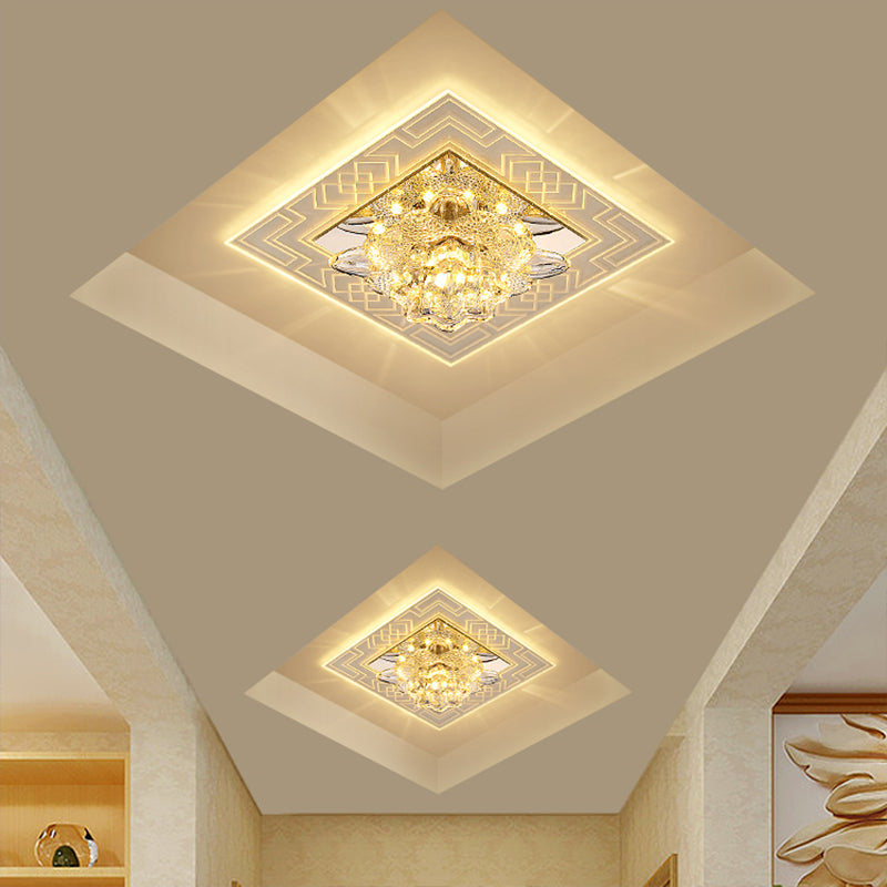 Floral Shade Crystal LED Flush Mount Modern Clear Flushmount Ceiling Light for Passage Clearhalo 'Ceiling Lights' 'Close To Ceiling Lights' 'Close to ceiling' 'Flush mount' Lighting' 2247733