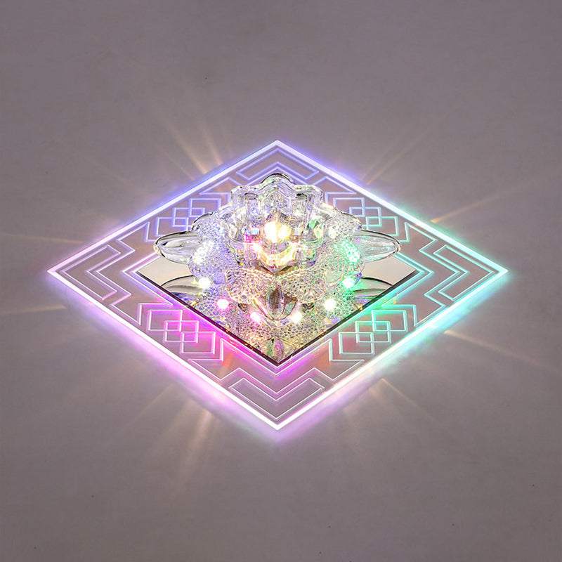 Floral Shade Crystal LED Flush Mount Modern Clear Flushmount Ceiling Light for Passage Clear Multi Color Clearhalo 'Ceiling Lights' 'Close To Ceiling Lights' 'Close to ceiling' 'Flush mount' Lighting' 2247734