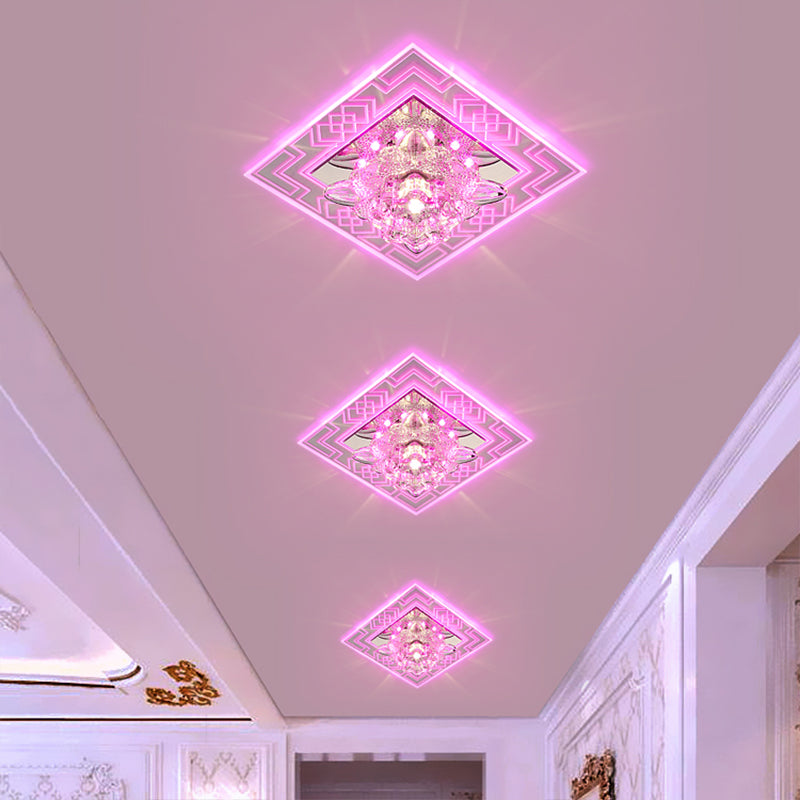 Floral Shade Crystal LED Flush Mount Modern Clear Flushmount Ceiling Light for Passage Clearhalo 'Ceiling Lights' 'Close To Ceiling Lights' 'Close to ceiling' 'Flush mount' Lighting' 2247735