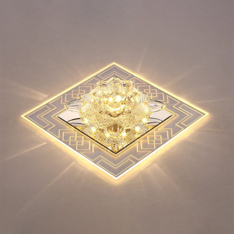 Floral Shade Crystal LED Flush Mount Modern Clear Flushmount Ceiling Light for Passage Clear Warm Clearhalo 'Ceiling Lights' 'Close To Ceiling Lights' 'Close to ceiling' 'Flush mount' Lighting' 2247736