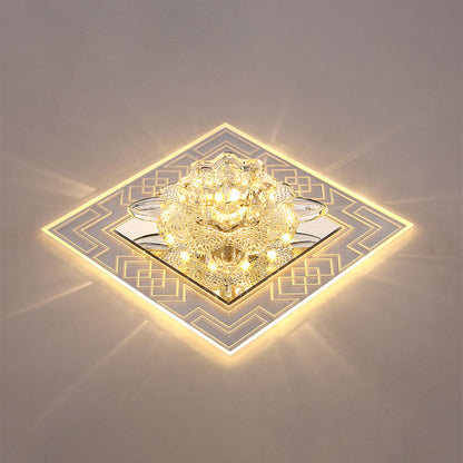 Floral Shade Crystal LED Flush Mount Modern Clear Flushmount Ceiling Light for Passage Clear Warm Clearhalo 'Ceiling Lights' 'Close To Ceiling Lights' 'Close to ceiling' 'Flush mount' Lighting' 2247736