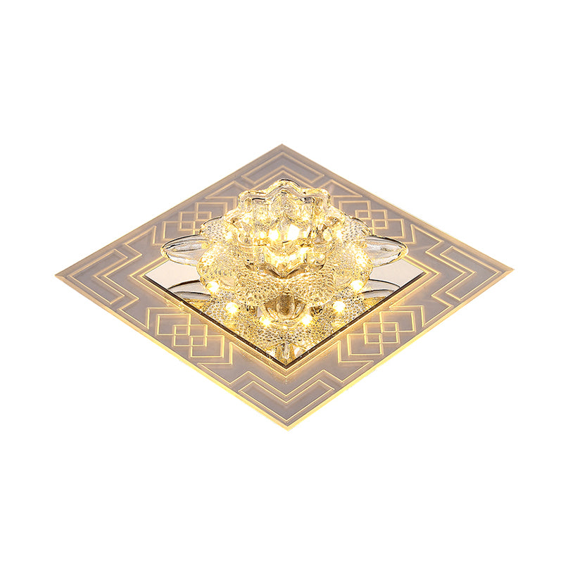 Floral Shade Crystal LED Flush Mount Modern Clear Flushmount Ceiling Light for Passage Clearhalo 'Ceiling Lights' 'Close To Ceiling Lights' 'Close to ceiling' 'Flush mount' Lighting' 2247738