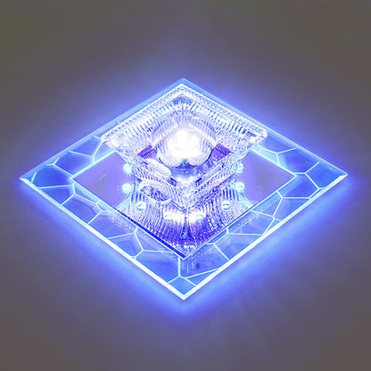 Flared Flush Ceiling Light Contemporary Ribbed Crystal Clear LED Flush Mount Lighting Fixture Clear Blue Clearhalo 'Ceiling Lights' 'Close To Ceiling Lights' 'Close to ceiling' 'Flush mount' Lighting' 2247744