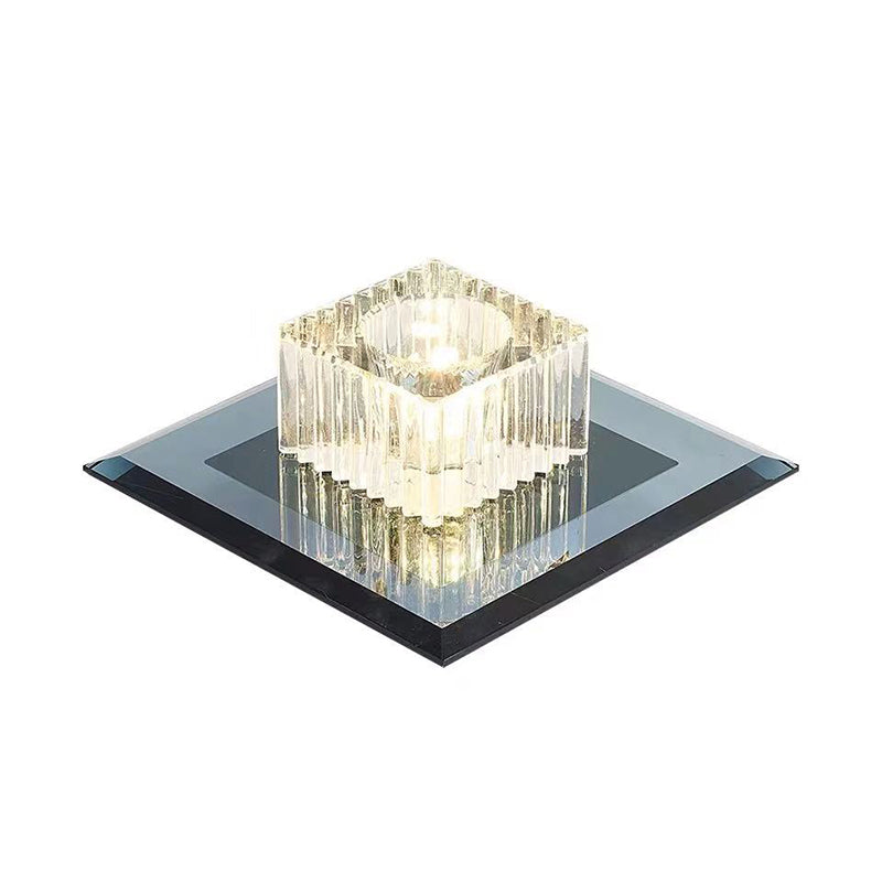 Square Corridor Flush Mount Lighting Prismatic Crystal Minimalist LED Flush Mount Fixture Clearhalo 'Ceiling Lights' 'Close To Ceiling Lights' 'Close to ceiling' 'Flush mount' Lighting' 2247781