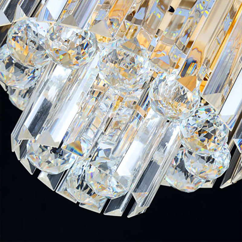 2 Tiers Faceted Crystal Flush Light Minimalist 14"/16" W LED Golden Indoor Ceiling Lighting Clearhalo 'Ceiling Lights' 'Close To Ceiling Lights' 'Close to ceiling' 'Flush mount' Lighting' 224779